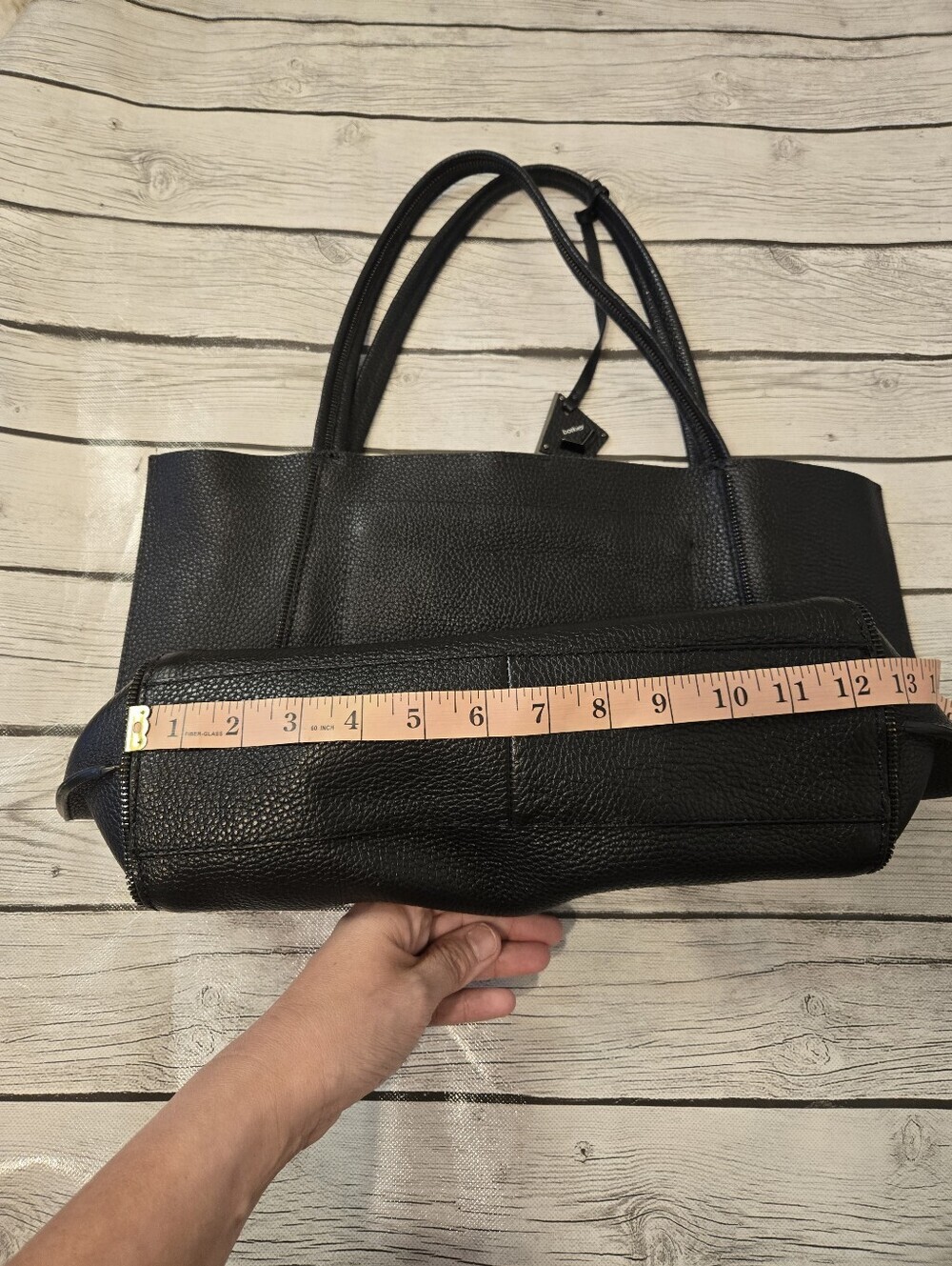 Botkier Soho Unique Zip Accent Black Pebbled Leather Shoulder Tote Bag Large - Picture 12 of 15